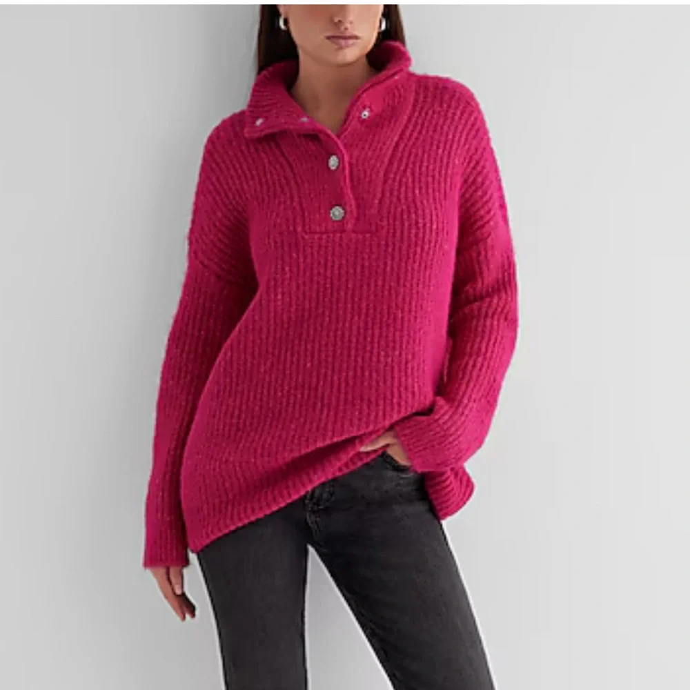🆕Express Fuchsia Cowl Neck Sweater - Picture 4 of 7